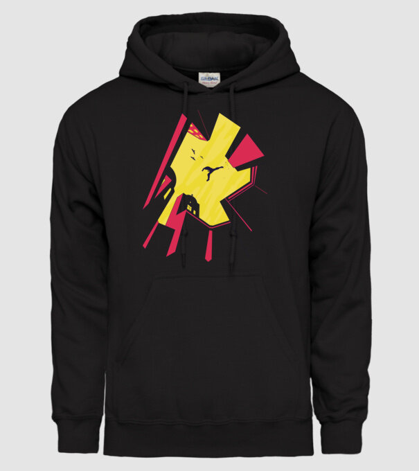 Alergare Parkour model negru pe tricou