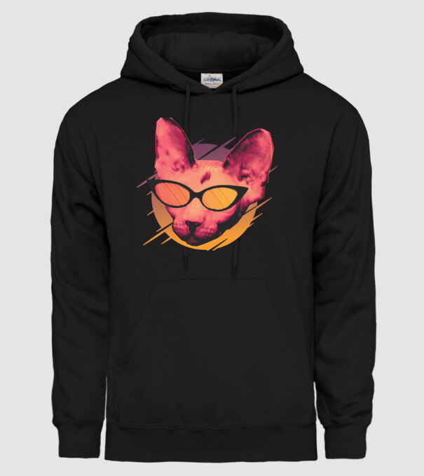 Pisică Petrecere model negru pe tricou