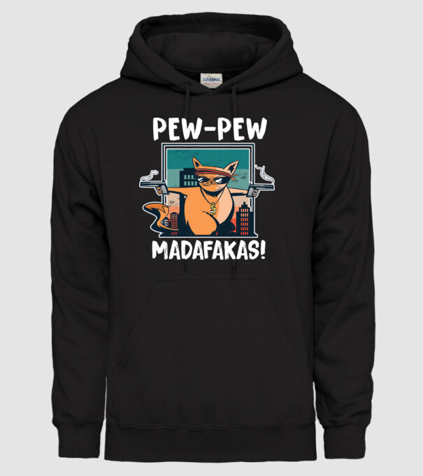 Pew Pew Pew Madafakas Pisică model negru pe tricou