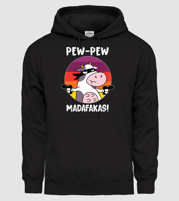 Pew Pew Pew Madafakas Vacă model negru pe tricou