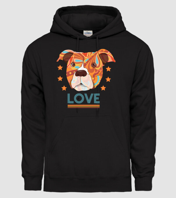 Dragoste Pitbull model negru pe tricou