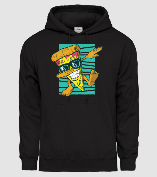 Felie de pizza DAB model negru pe tricou