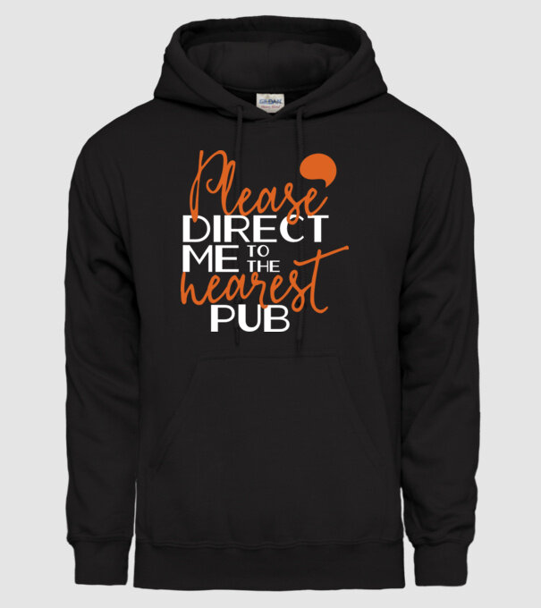 Please direct me to the nearest pub model negru pe tricou