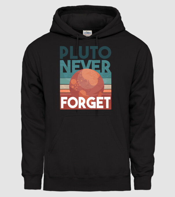 Pluto never forget model negru pe tricou