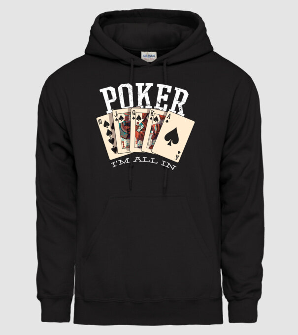 Poker All in model negru pe tricou