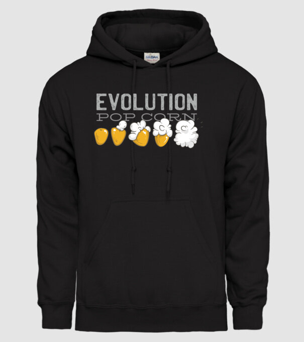 Evoluție Popcorn model negru pe tricou