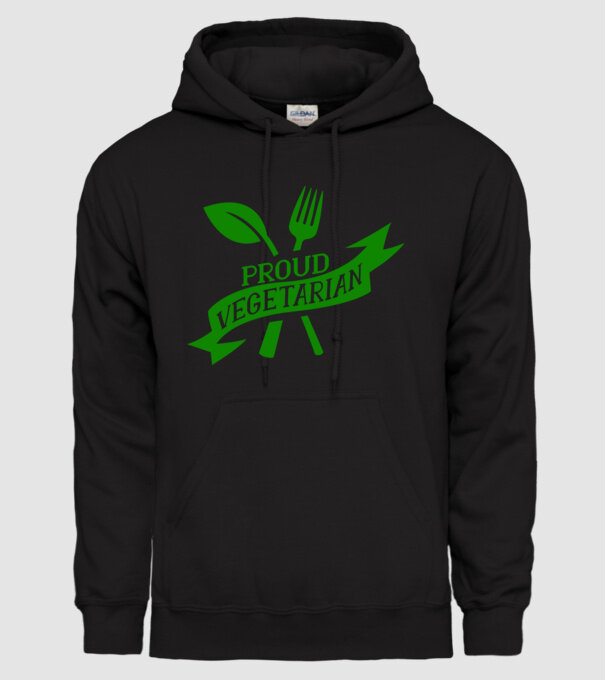 Proud Vegetarian model negru pe tricou