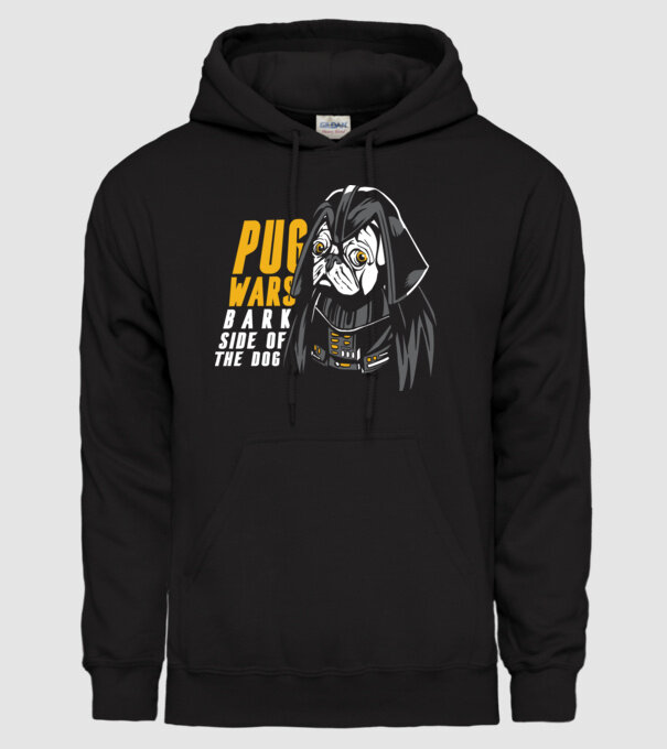 Pug Wars Mops model negru pe tricou