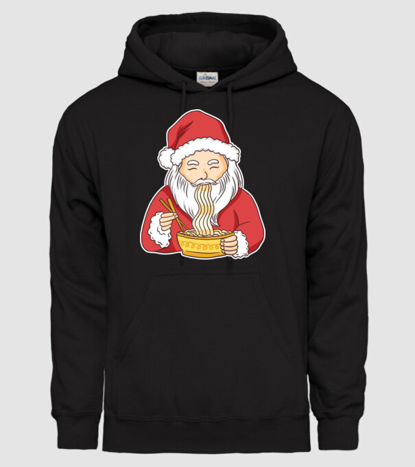 Moș Crăciun Ramen model negru pe tricou