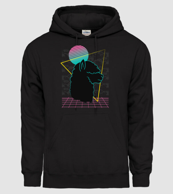 Retro Alpaka model negru pe tricou