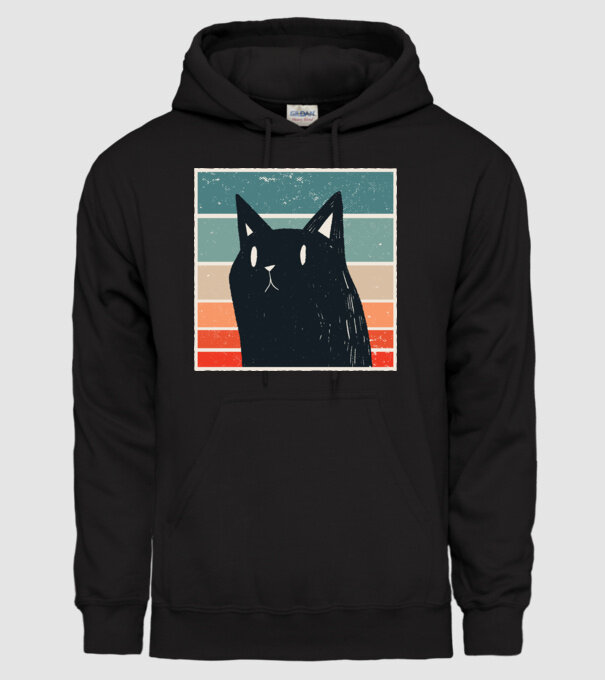 Pisică retro model negru pe tricou