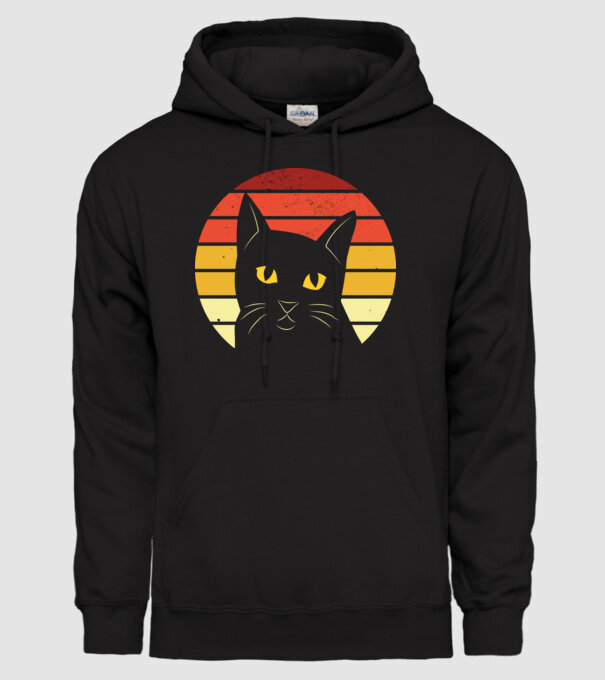 Cap pisică retro model negru pe tricou