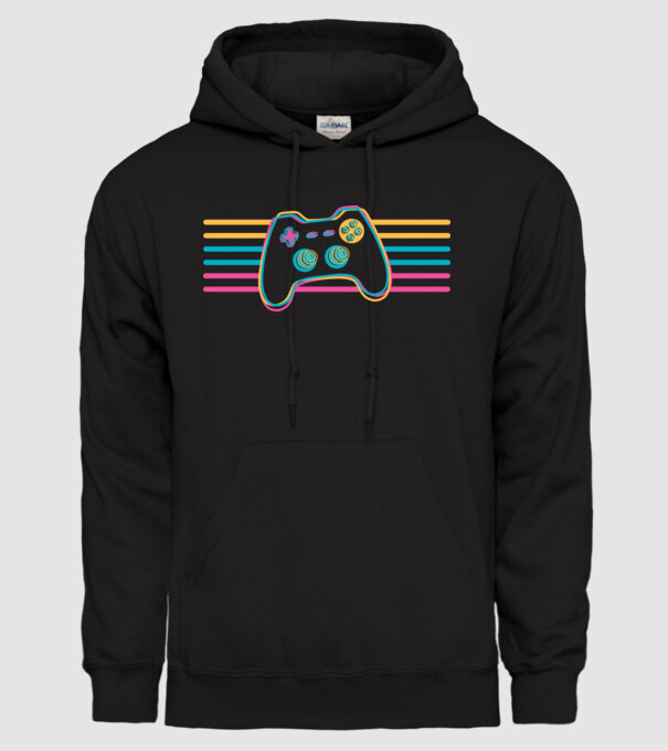 Gamer Controler Retro model negru pe tricou