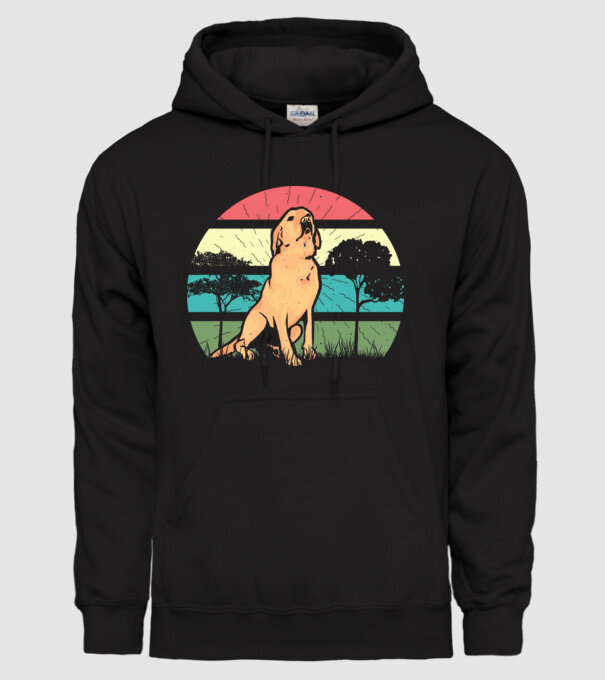 Golden Retriever retro model negru pe tricou