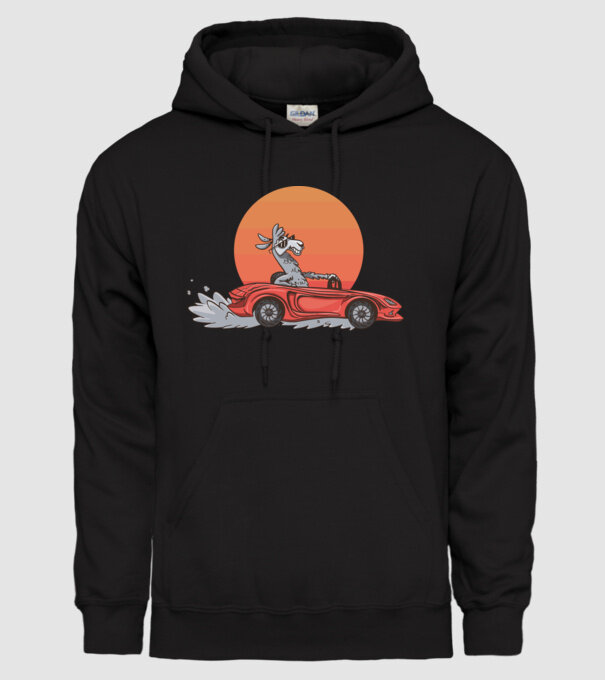 Mașină Retro Llama model negru pe tricou