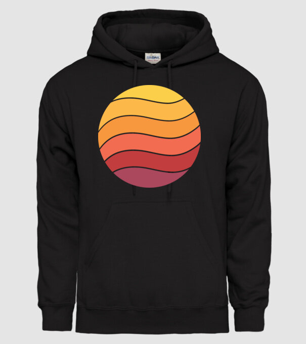 Fond Retro Apus de soare model negru pe tricou
