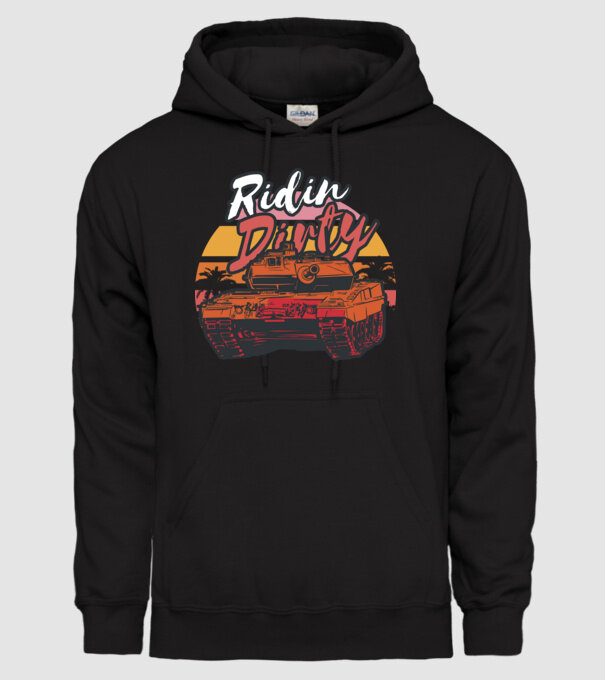 Ridin Dirty tricou cu tanc model negru pe tricou