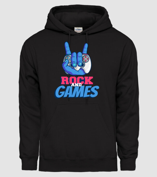 Rock And Games model negru pe tricou