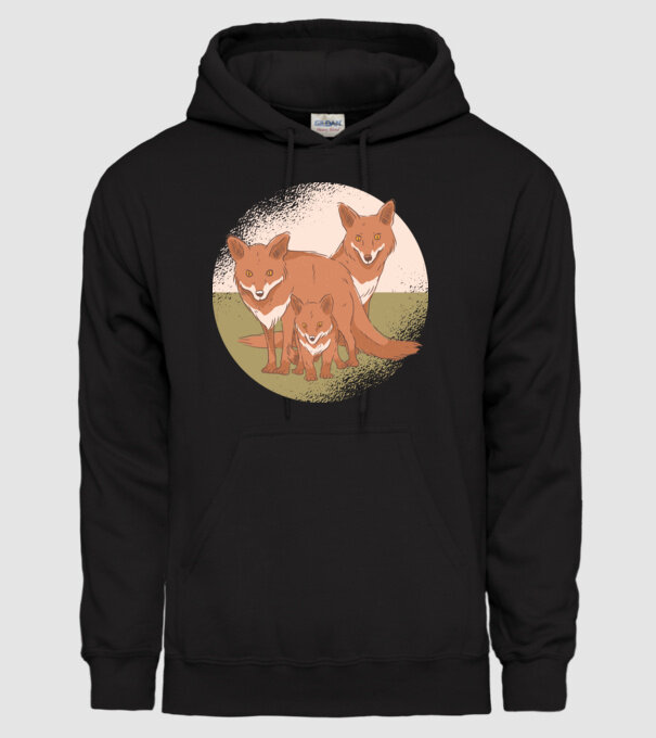 Familie Vulpe model negru pe tricou