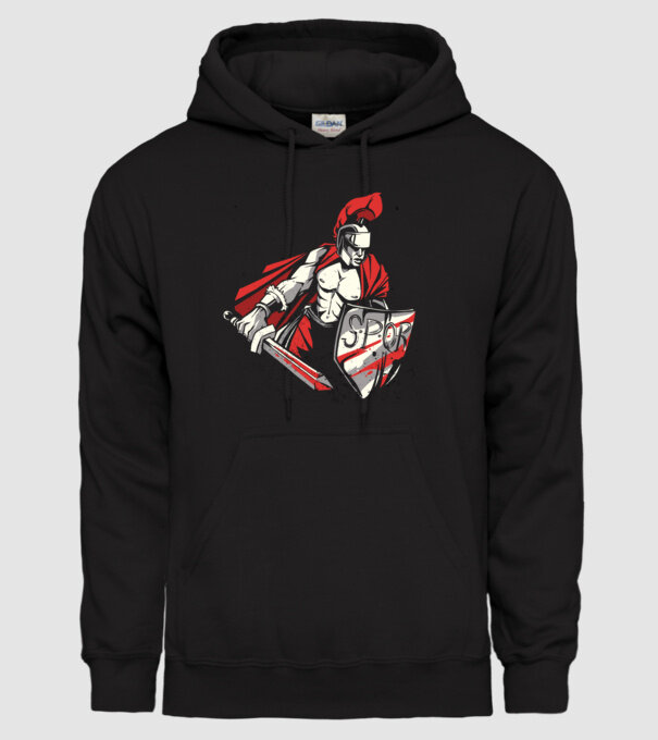 SPQR războinic Roman model negru pe tricou
