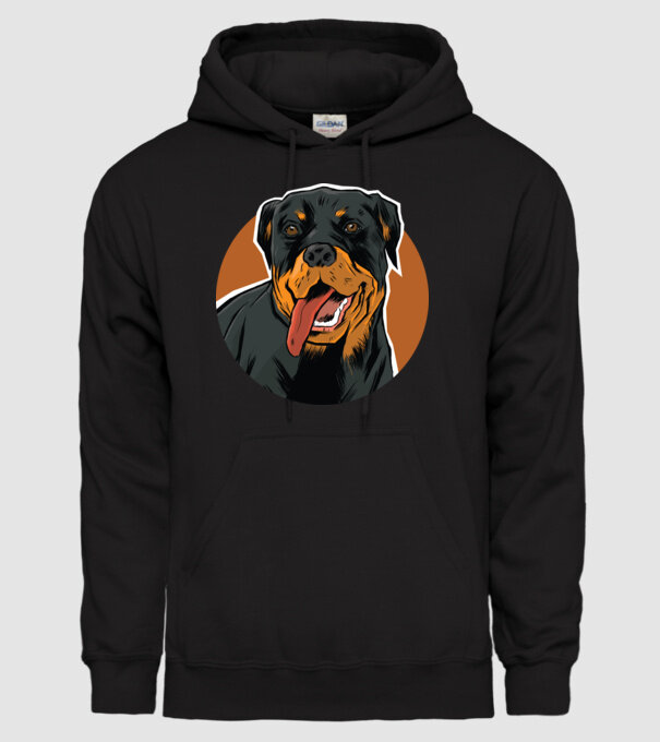 Tricou cu Câine Rottweiler model negru pe tricou