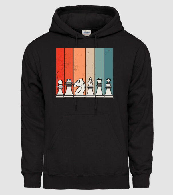 Șah Retro model negru pe tricou