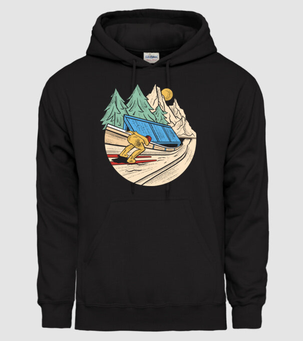 Săritor cu schiuri model negru pe tricou