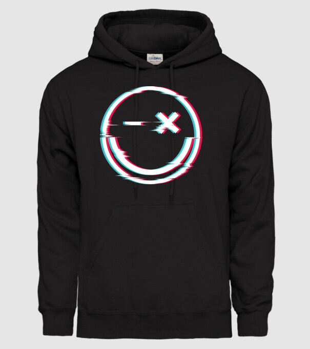 Smile glitch neon tiktok style model negru pe tricou