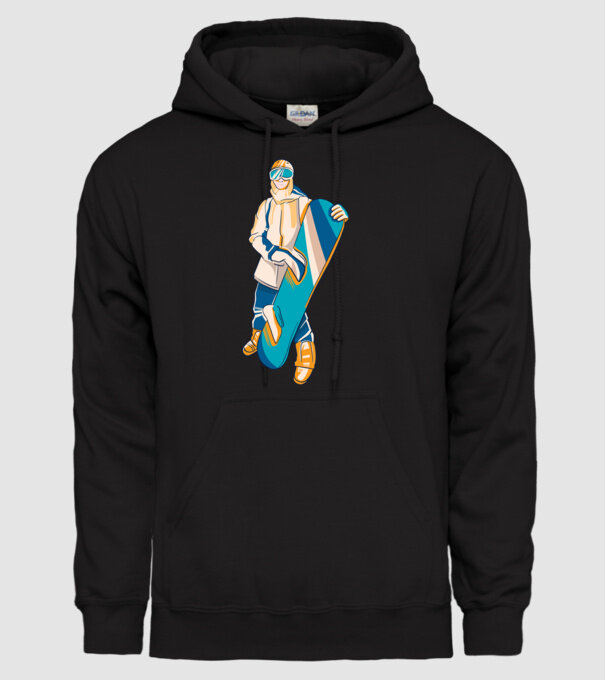 Snowboarder model negru pe tricou