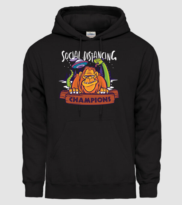 Campioni Social Distancing model negru pe tricou