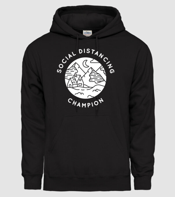 Social distancing champion model negru pe tricou