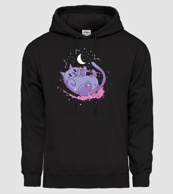 Space Cat - pisică drăguță în spațiu model negru pe tricou