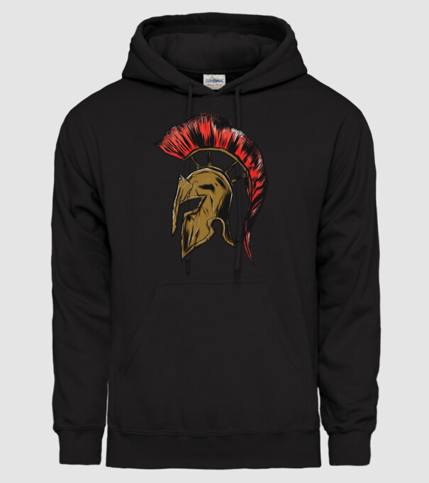 Cască războinic Sparta model negru pe tricou