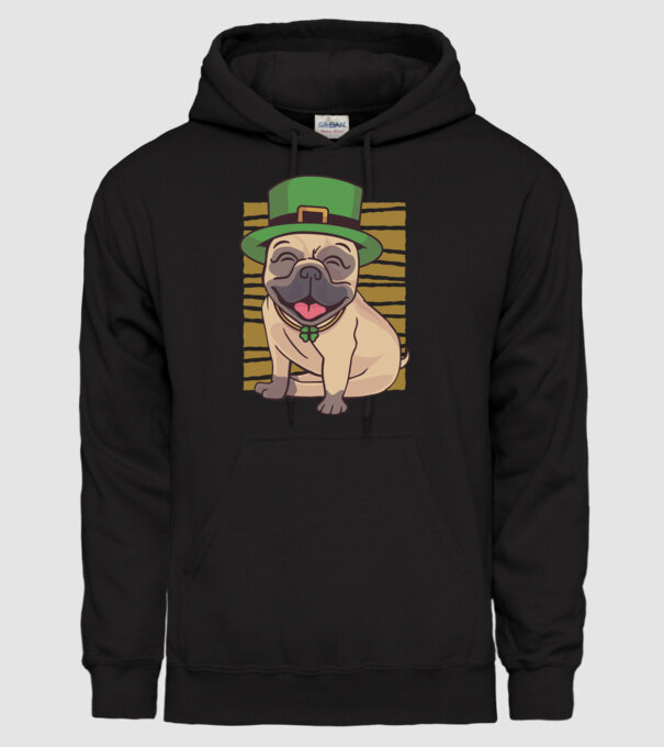 Sfântul Patrick Mops model negru pe tricou