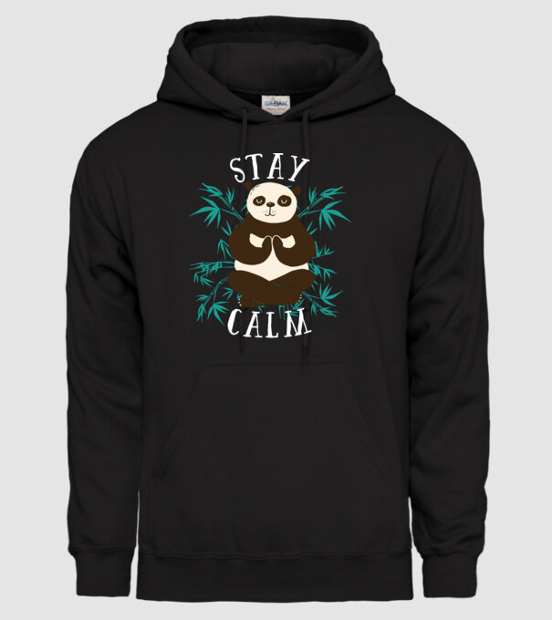 Stay Calm Panda meditație model negru pe tricou