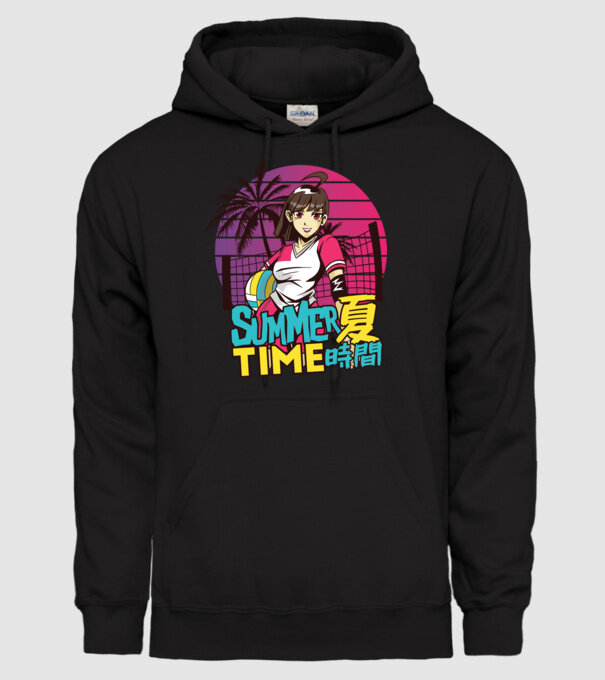 Summer Girl Anime Fată Manga model negru pe tricou