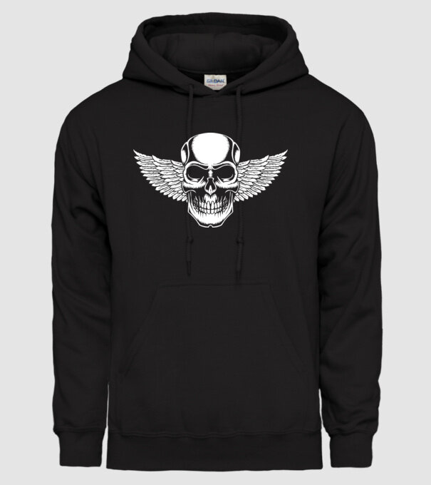 Craniu cu Aripi model negru pe tricou