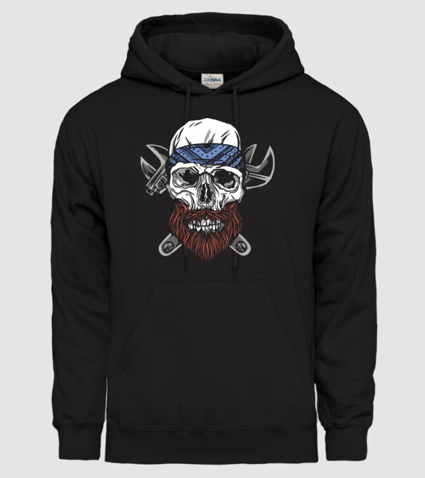 Craniu Instalator Barbă model negru pe tricou
