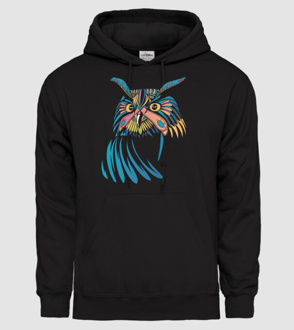 Bufniță colorată model negru pe tricou