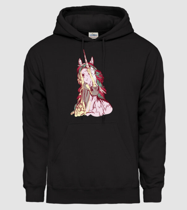 Unicorn colorat model negru pe tricou
