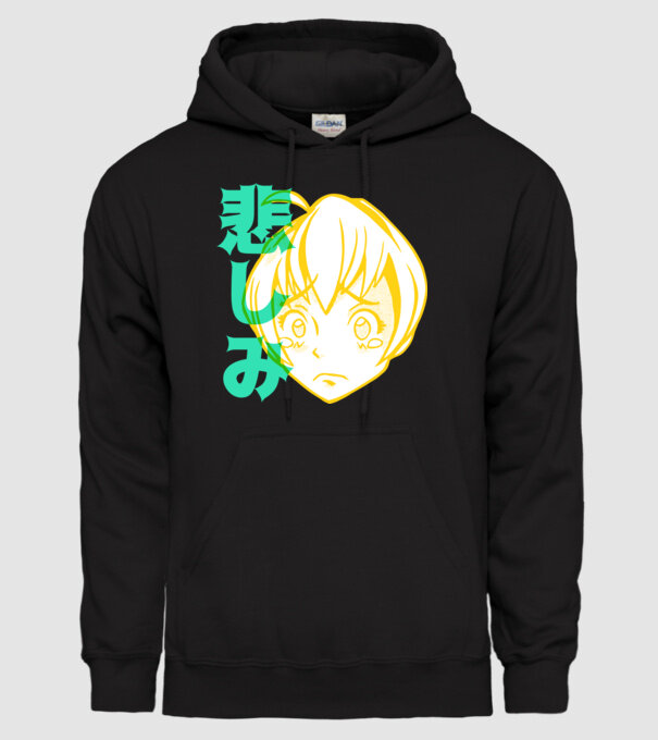 fată tristă Anime model negru pe tricou