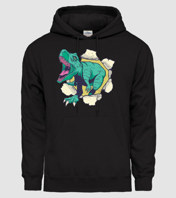 T-rex 3D model negru pe tricou
