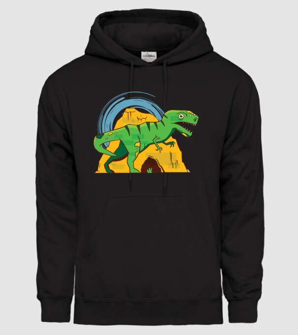 Dinozaur T-rex model negru pe tricou