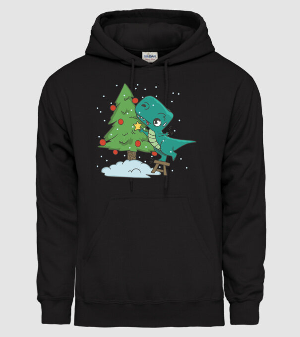 T-rex decorare pom de Crăciun model negru pe tricou