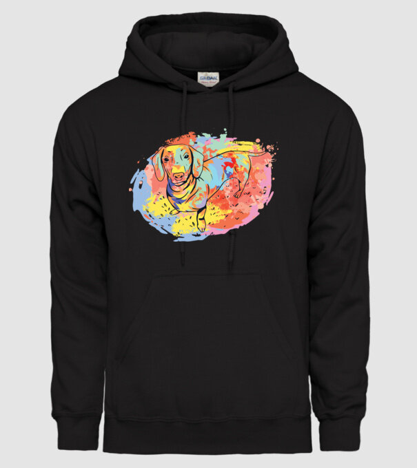 Teckel colorat model negru pe tricou