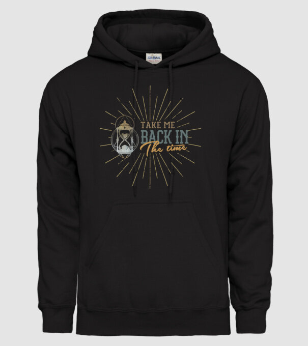 Take me back in the time model negru pe tricou