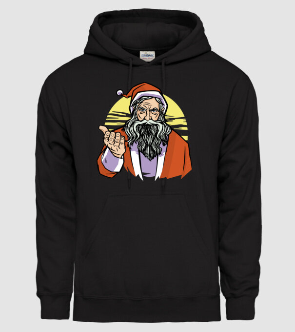 Moș Crăciun model negru pe tricou