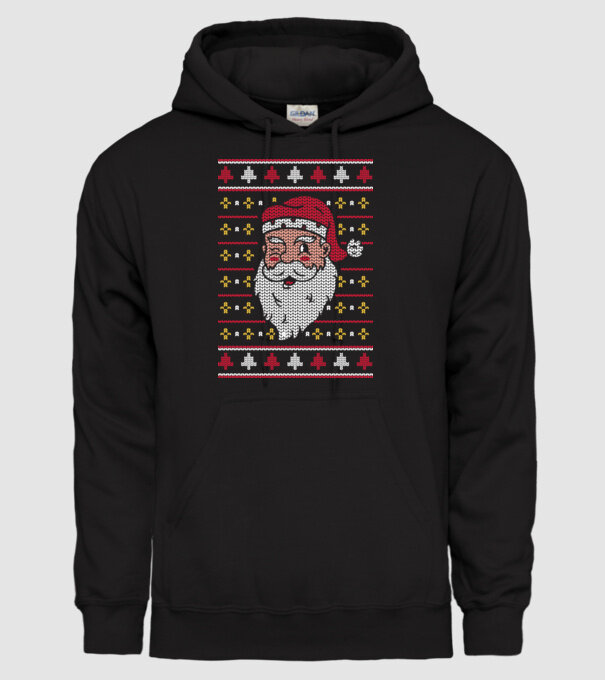 Moș Crăciun pulover urât model negru pe tricou