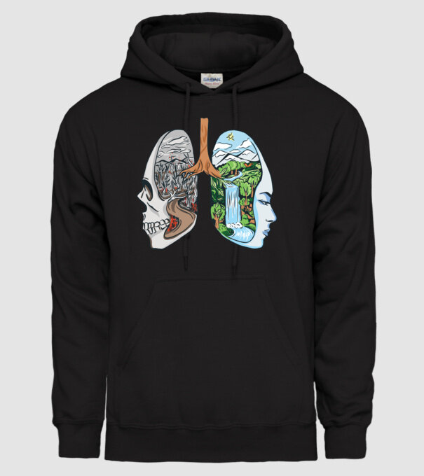 Natură Plămâni imagine model negru pe tricou