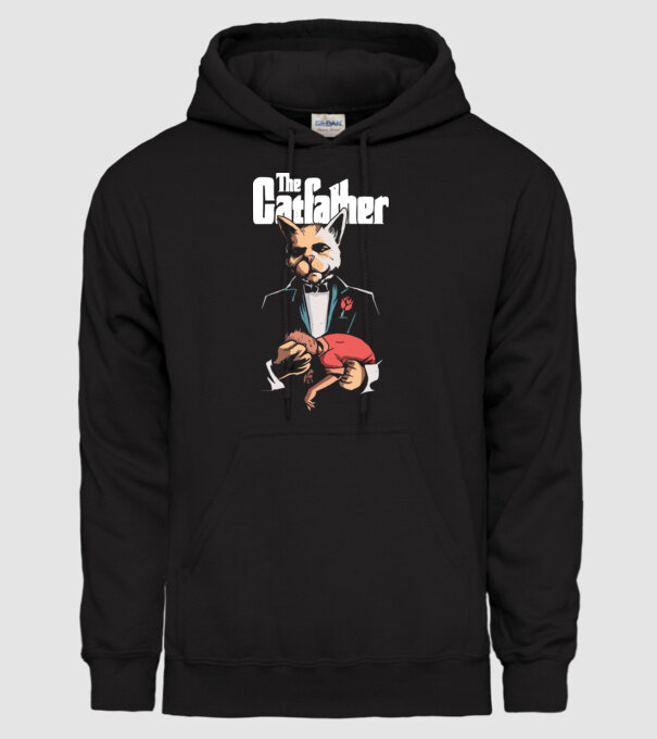 The Catfather model negru pe tricou